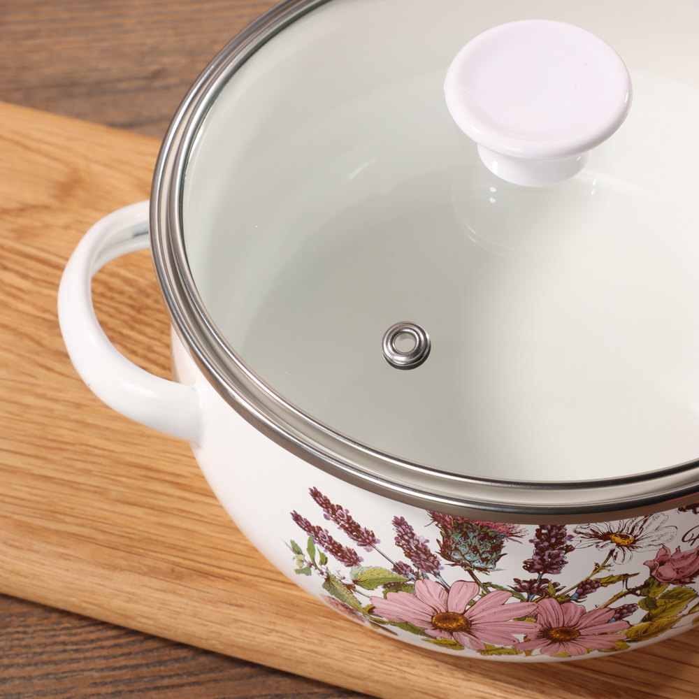 Набор мини-кастрюли 2шт.+салатник 1шт., с крышками, 6 пр (14/16/+14см, 0,7/1,1+0,7л) "Ботаника", арт.№ 894-011