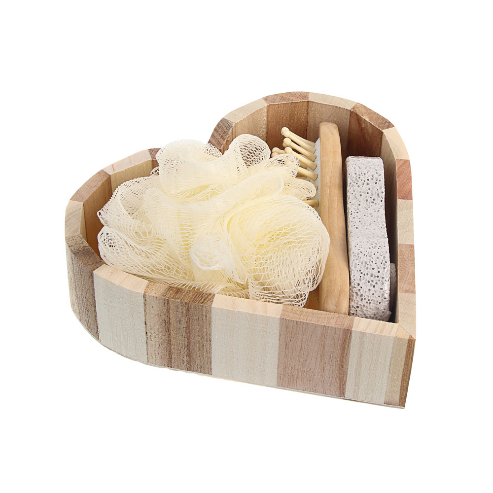 Набор подарочный тм LADECOR мочалка, расческа, пемза, 15*4*15 см, бамбук, полиэстер, пемза, арт.№ 517-188