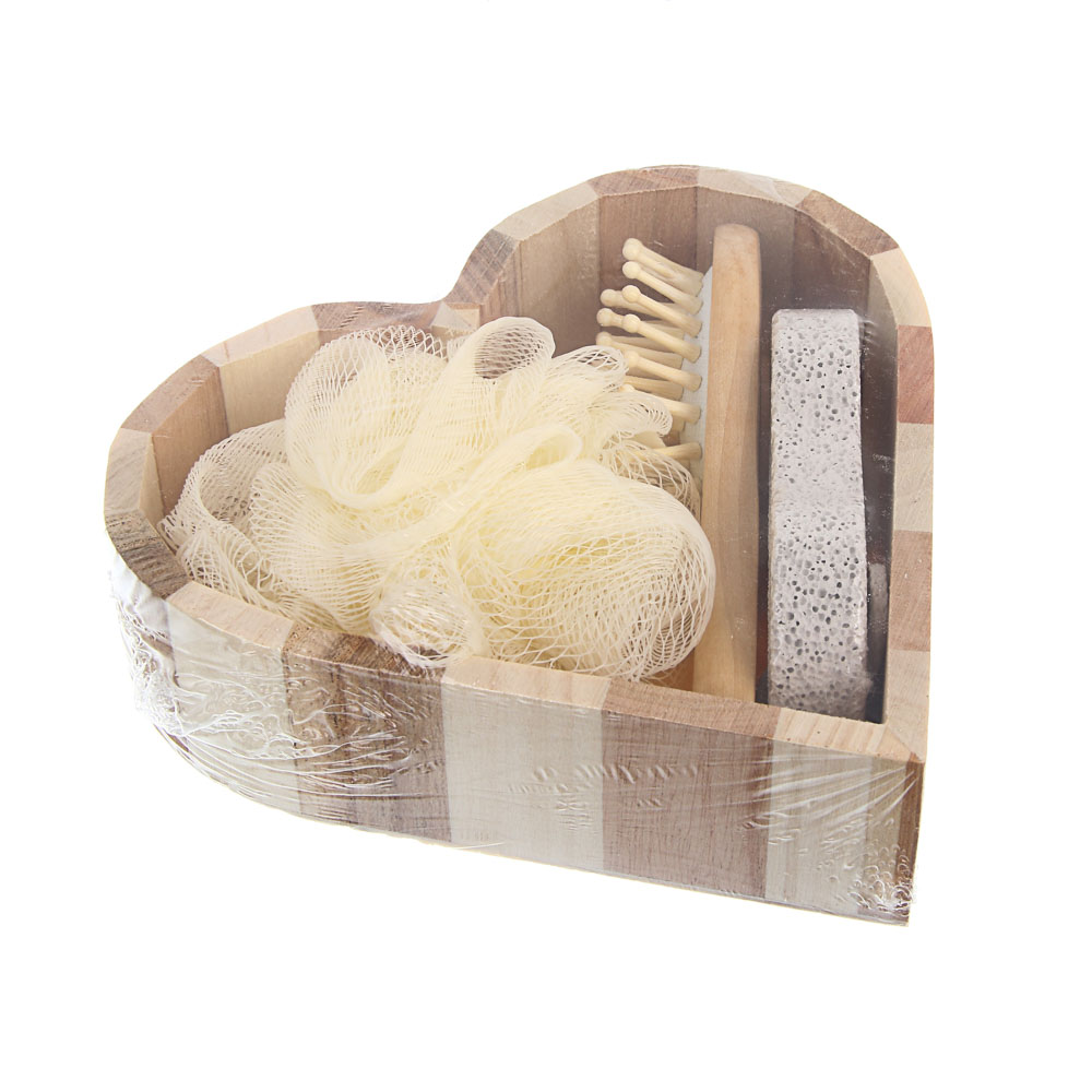 Набор подарочный тм LADECOR мочалка, расческа, пемза, 15*4*15 см, бамбук, полиэстер, пемза, арт.№ 517-188