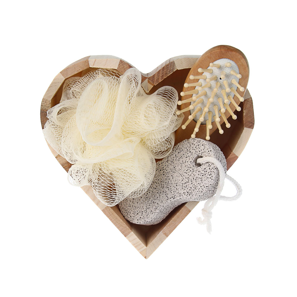 Набор подарочный тм LADECOR мочалка, расческа, пемза, 15*4*15 см, бамбук, полиэстер, пемза, арт.№ 517-188