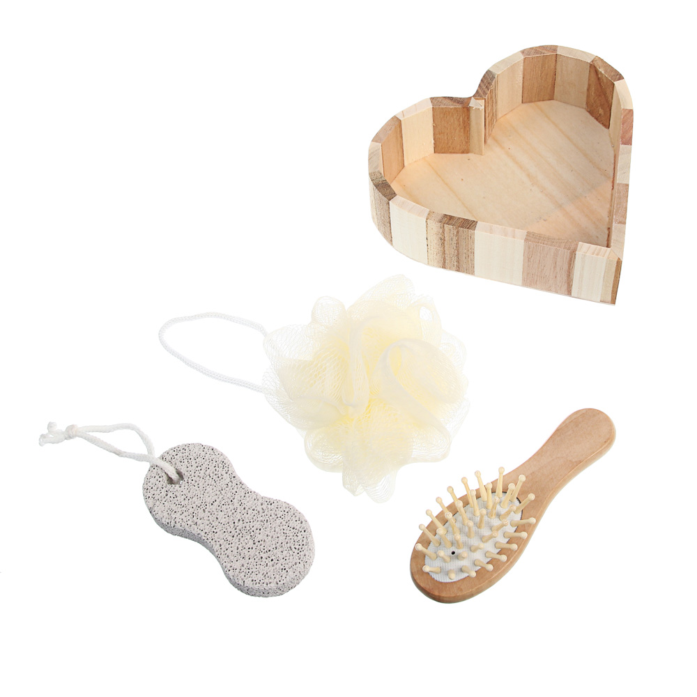 Набор подарочный тм LADECOR мочалка, расческа, пемза, 15*4*15 см, бамбук, полиэстер, пемза, арт.№ 517-188