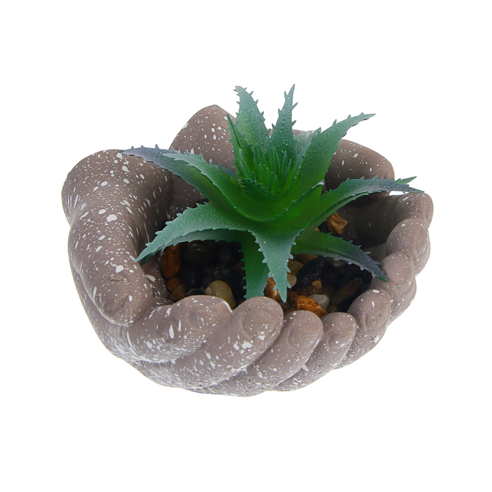 Суккулент искусственный в кашпо тм LADECOR 10x8x10 см, ПВХ, бетон, 2 вида, арт.№ 501-580