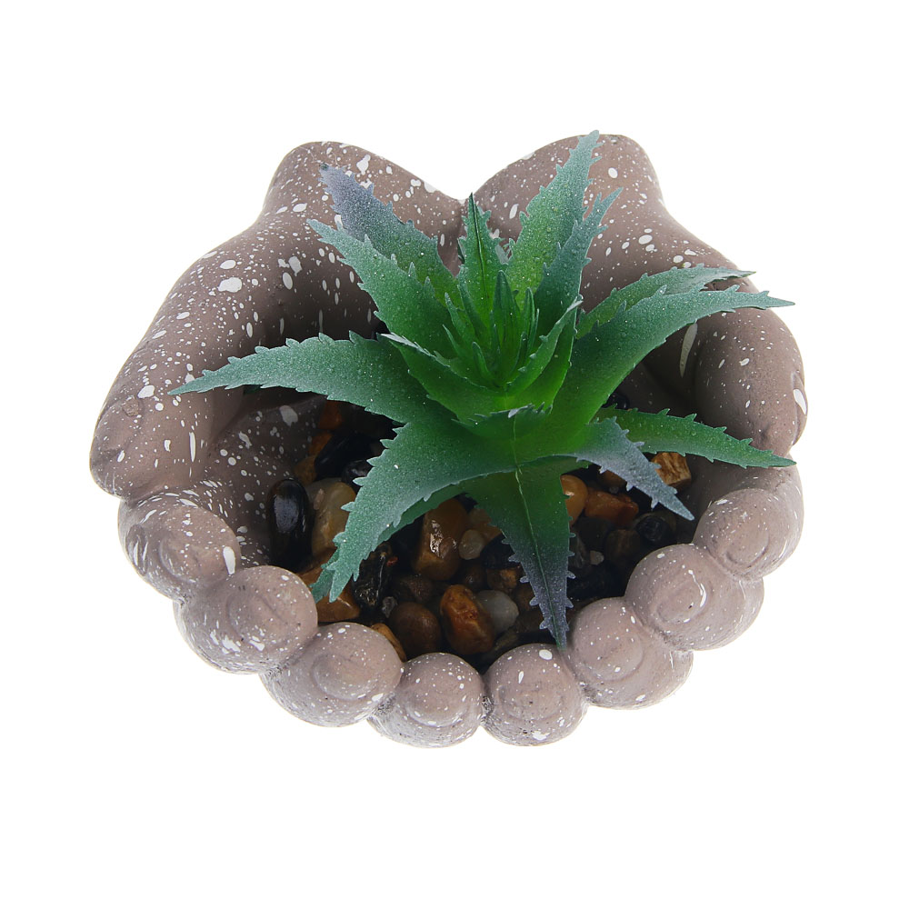 Суккулент искусственный в кашпо тм LADECOR 10x8x10 см, ПВХ, бетон, 2 вида, арт.№ 501-580