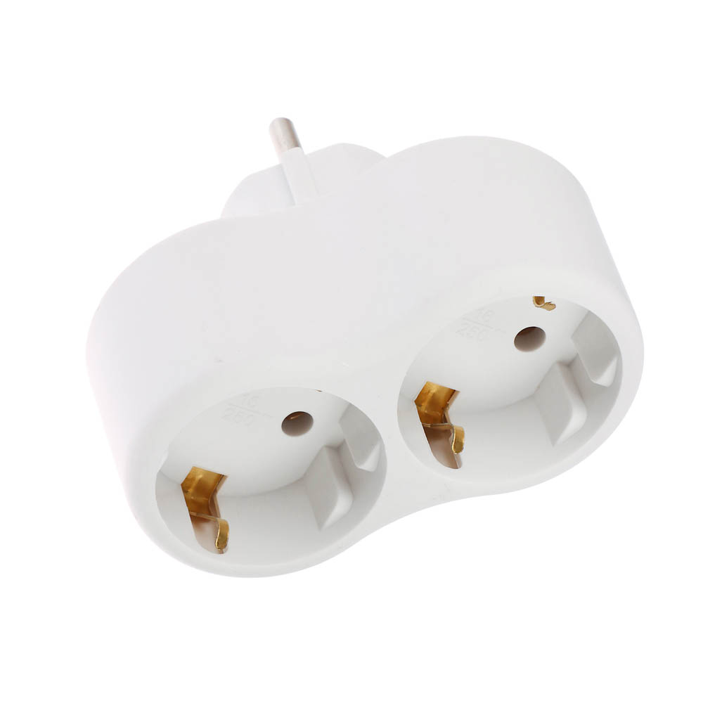 Разветвитель 2 гнезда Intro, евро, с заземлением, 16А, 250В, TR2e-W, белый, арт.№ 907-152