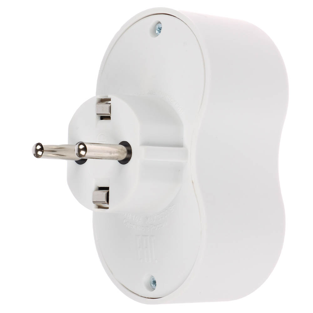 Разветвитель 2 гнезда Intro, евро, с заземлением, 16А, 250В, TR2e-W, белый, арт.№ 907-152