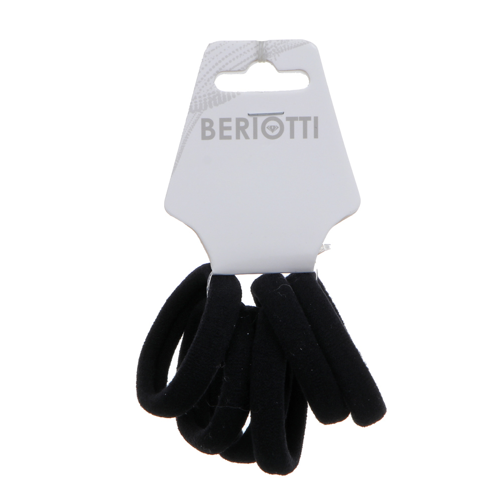 BERIOTTI Набор резинок для волос 6шт, полиэстер, 4см, черные, BL-01, арт.№ 322-061