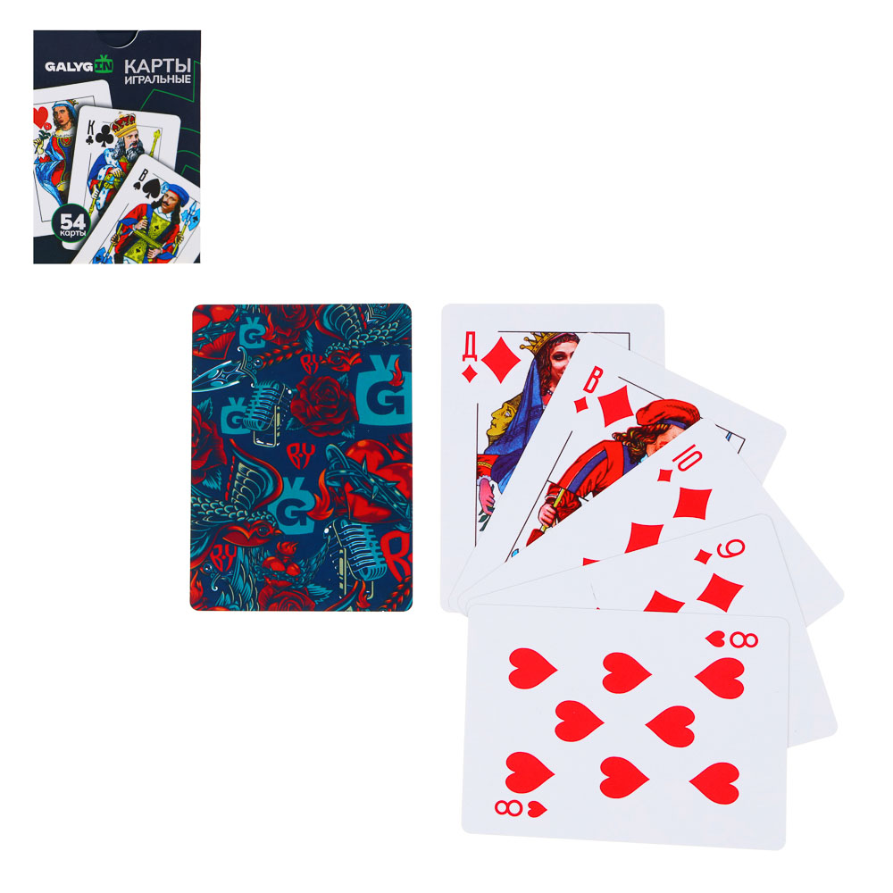 Карты игральные пластиковые, 6,3х8,8см, 54 шт, арт Г, арт.№ 538-132
