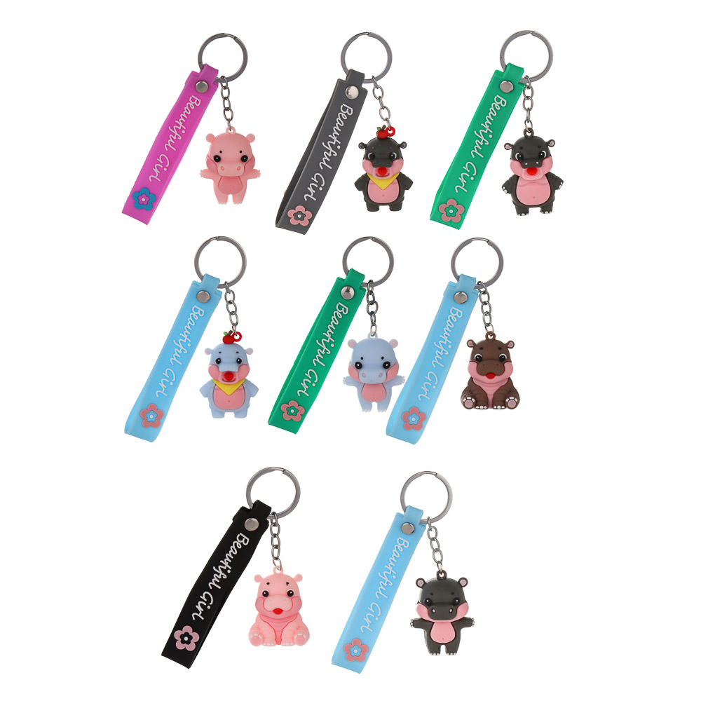 Игрушка брелок "Бегемотики", 6,5х6,5х9см полипропилен, микс, арт.№ 295-300