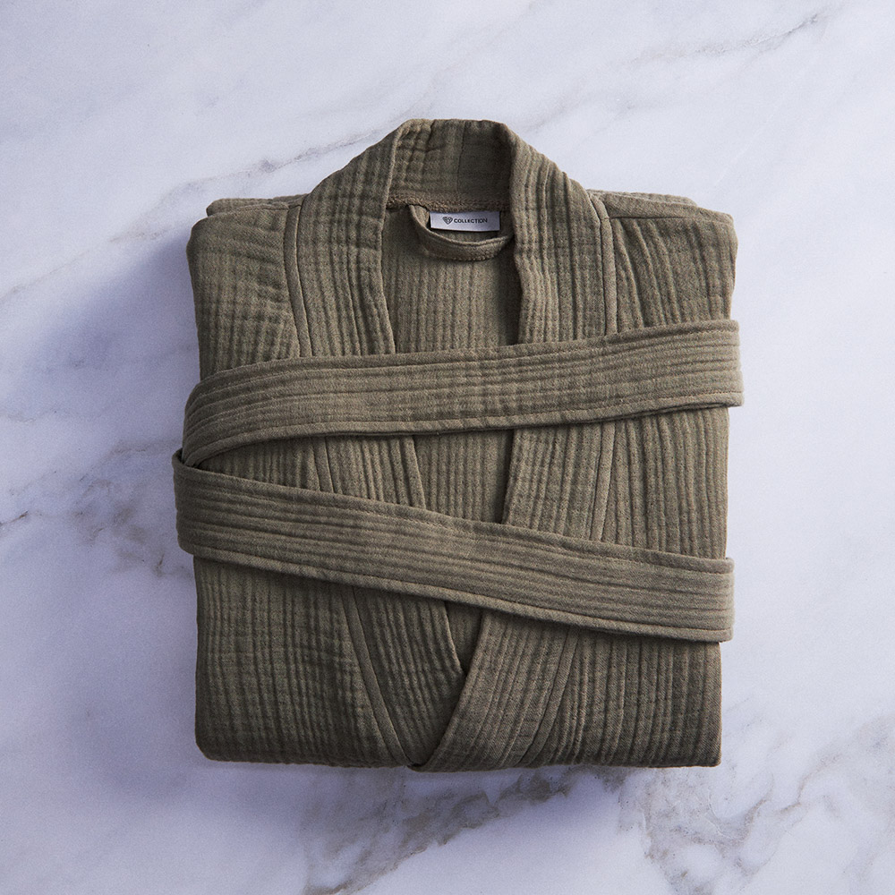 BY COLLECTION Халат женский муслиновый, one size, 100% хлопок, зеленый, арт.№ 482-617