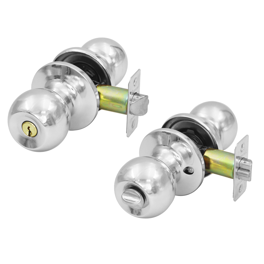 ЕРМАК комплект дверных ручек-кноб "ХРОМ" с ключом, арт.№ 673-047
