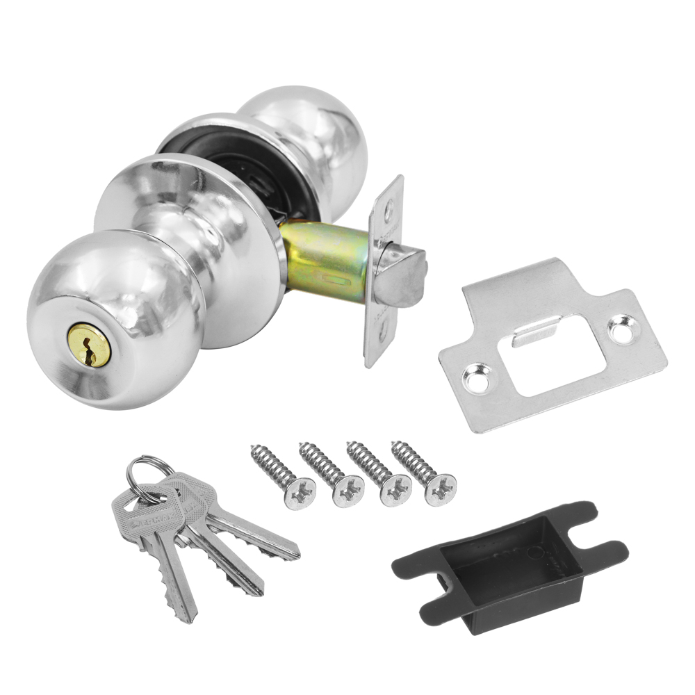 ЕРМАК комплект дверных ручек-кноб "ХРОМ" с ключом, арт.№ 673-047