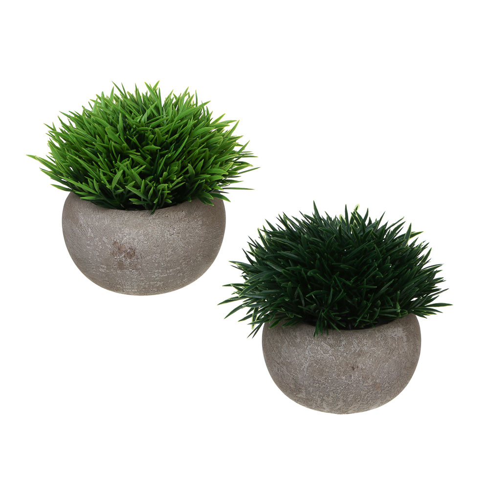 LADECOR Искусственная зелень в кашпо, 9,5x9,5x11,5 см, пластик, целлюлоза, 2 цвета, арт.№ 501-574