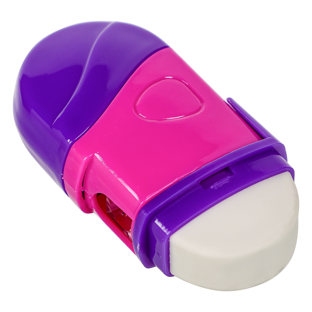 Точилка для карандашей с контейнером и ластиком 6,5x3см, ассорти 2 цвета, арт.№ 526-515