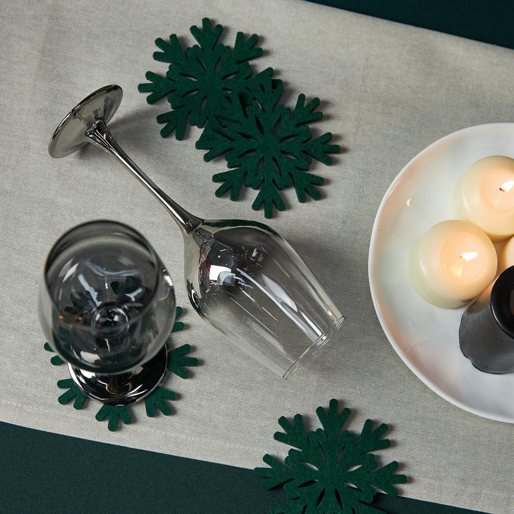 PROVANCE Асти Подставка фетровая 4шт, 10см, 100% полиэстер, зеленый, арт.№ 492-126