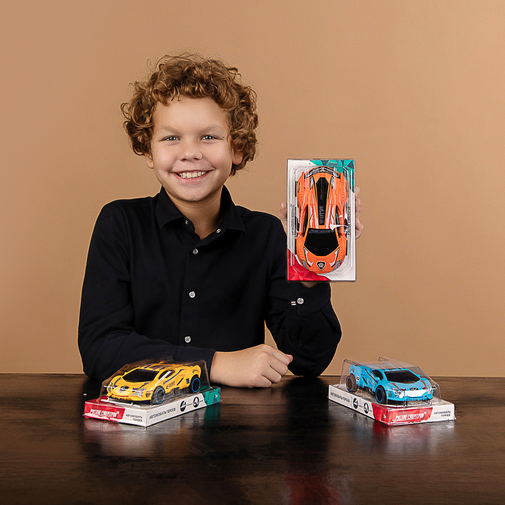 BY Русские Супергерои Автомобиль героев, ABS, инерция, разворот, занос, 18x6,5x10 см, 3 дизайна, арт.№ 292-022