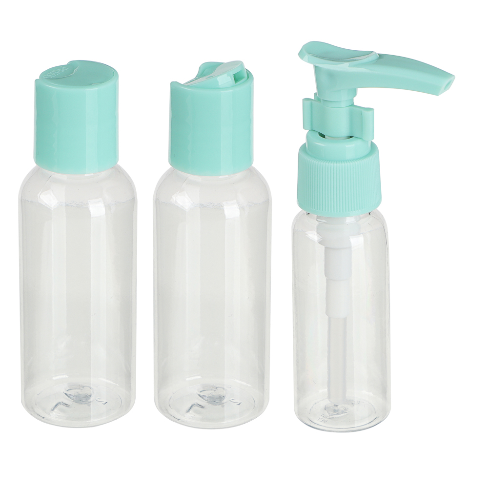 Набор для косметики дорожный 3 предмета (2 шт-50 мл, 1шт-30мл) тм ЮНИLOOK, пластик, 2 цвета, арт.№ 357-191