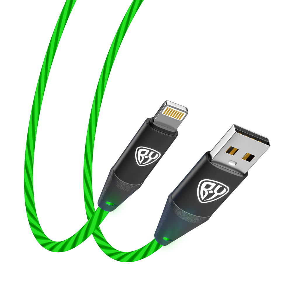 BY Кабель для зарядки Светящийся iP, 1м, 2.4А, Быстрая зарядка, подсв. зеленая, Герои, ЛЕШИЙ, арт.№ 931-471