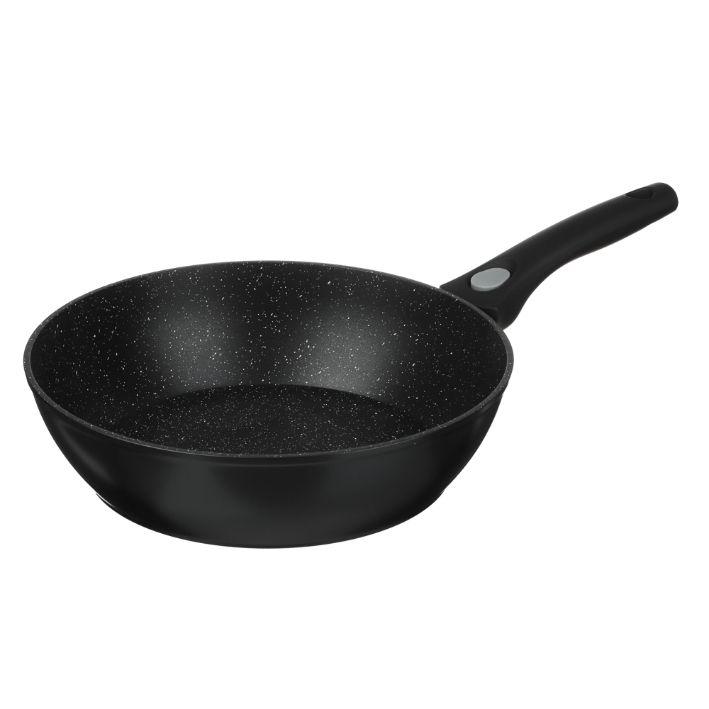 Сковорода глубокая литая тм SATOSHI Оникс с крышкой d28см, антипр.покр. мрамор, съем. ручка, индук., арт.№ 846-777