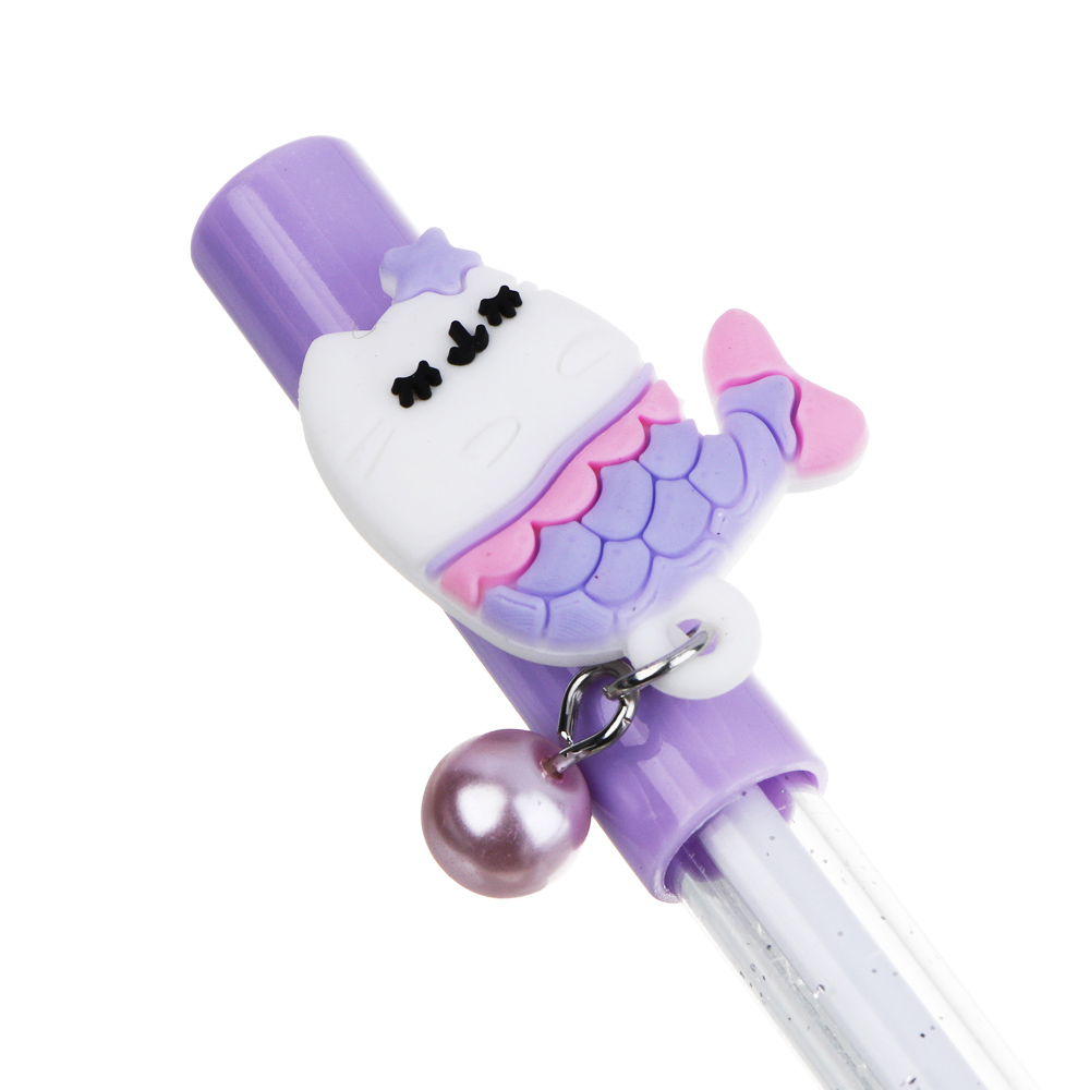 Ручка гелевая "пиши-стирай" синяя, с фигуркой "Кот - русалка", 4 цвета, арт.№ 591-214