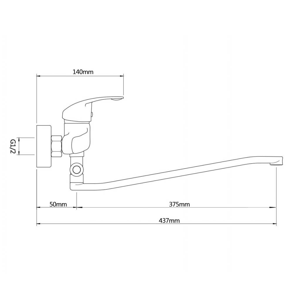 RAIN Смеситель для ванны Коралл, плоский излив 40см, душ. набор, картридж 40мм, латунь, хром, арт.№ 561-263