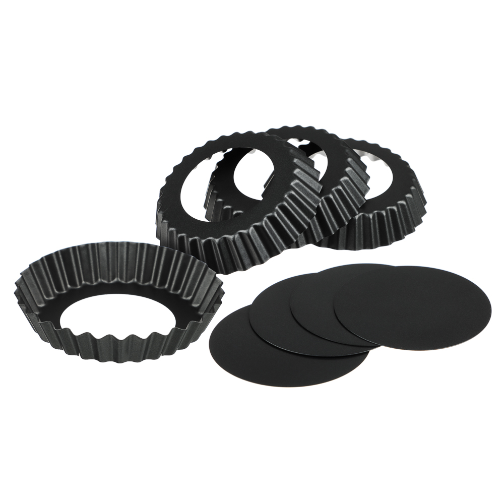 VETTA Набор форм для выпечки 4 шт "Тарталетка" 10,5х2см, угл.сталь, антипригарное покрытие, арт.№ 849-002