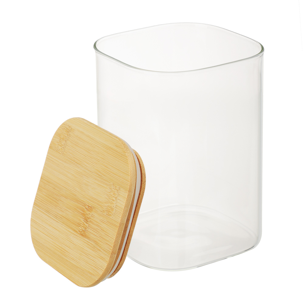 VETTA ЭКО Вуд Банка для хранения 1000мл, 14,5х10х10см, стекло, бамбук, арт.№ 828-002