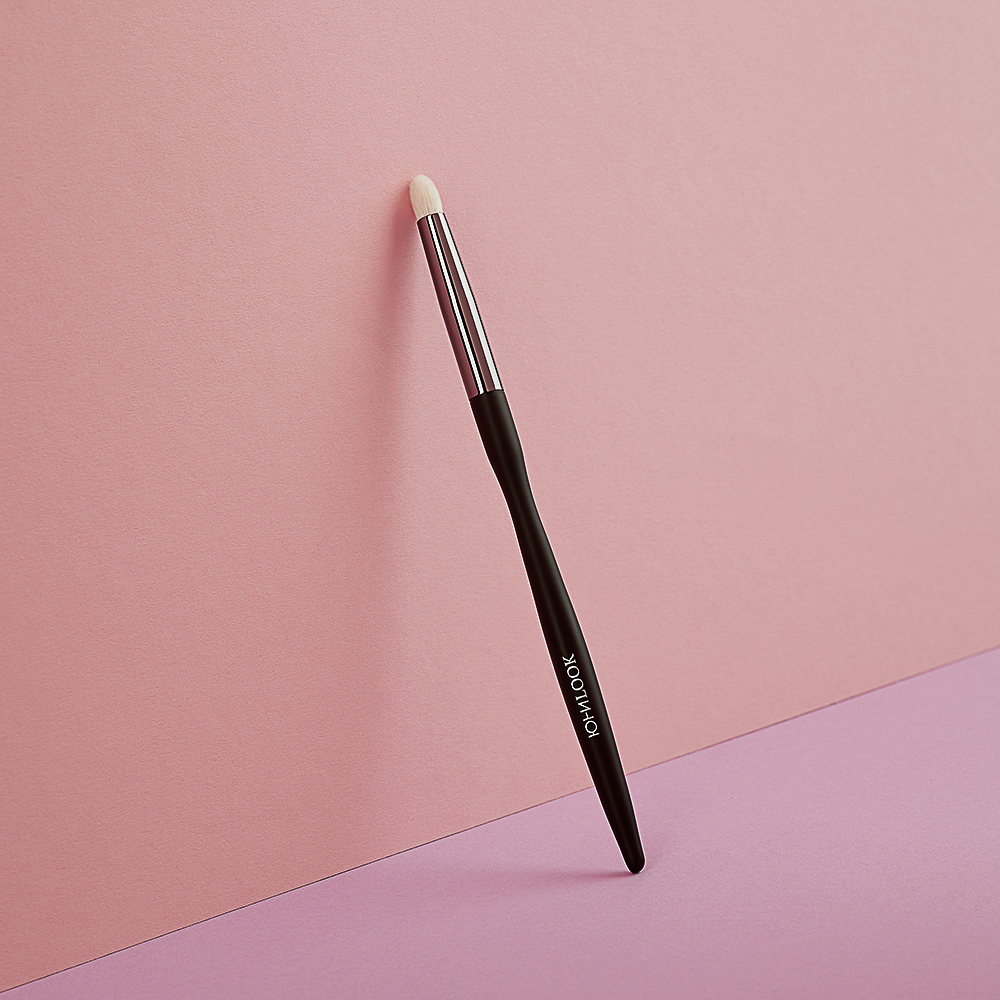 ЮНИLOOK Кисть для растушевки теней бочонок, натуральный ворс, дерево, металл, 15,7см, арт.№ 357-277