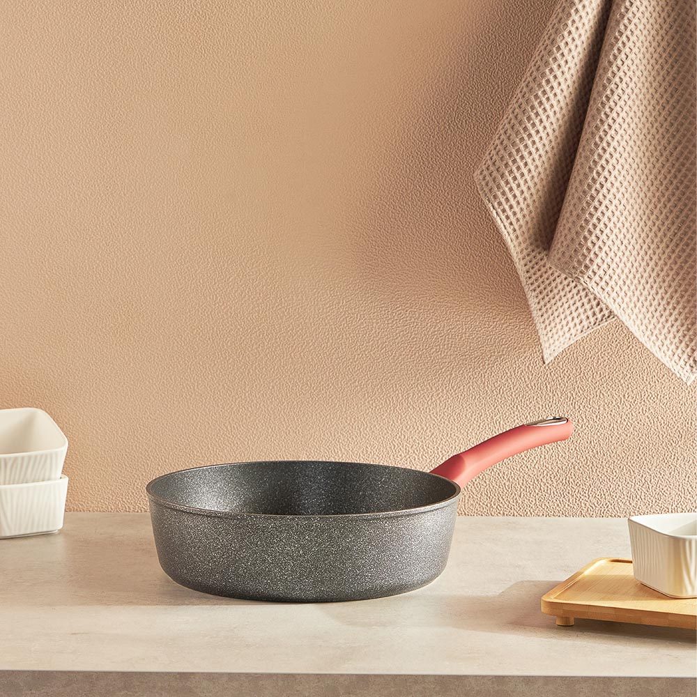 SATOSHI Лувьер Сковорода литая глубокая d28см, антипригарное покрытие мрамор, индукция, арт.№ 846-652