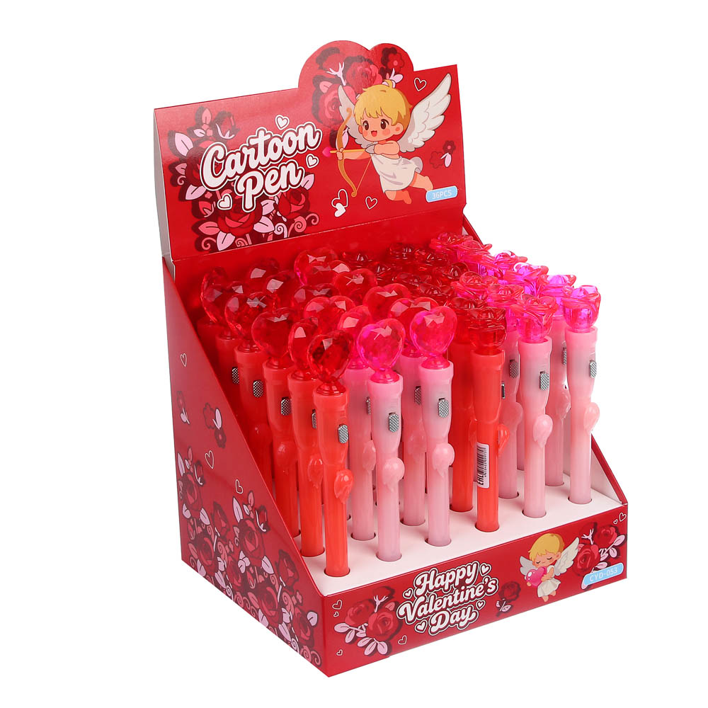 Ручка шариковая синяя с LED подсветкой "Love", 4 вида, шоу-бокс, арт.№ 591-320