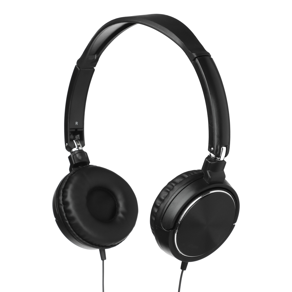 Наушники проводные накладные FORZA SonicWave, поворотные, пластик, кабель 120 см, чёрный, арт.№ 410-104