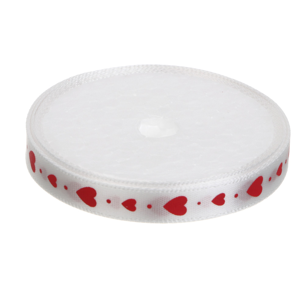 Лента для подарков тм Fntastic "Сердечки", 1 см x 3 м, полиэстер, арт.№ 505-169