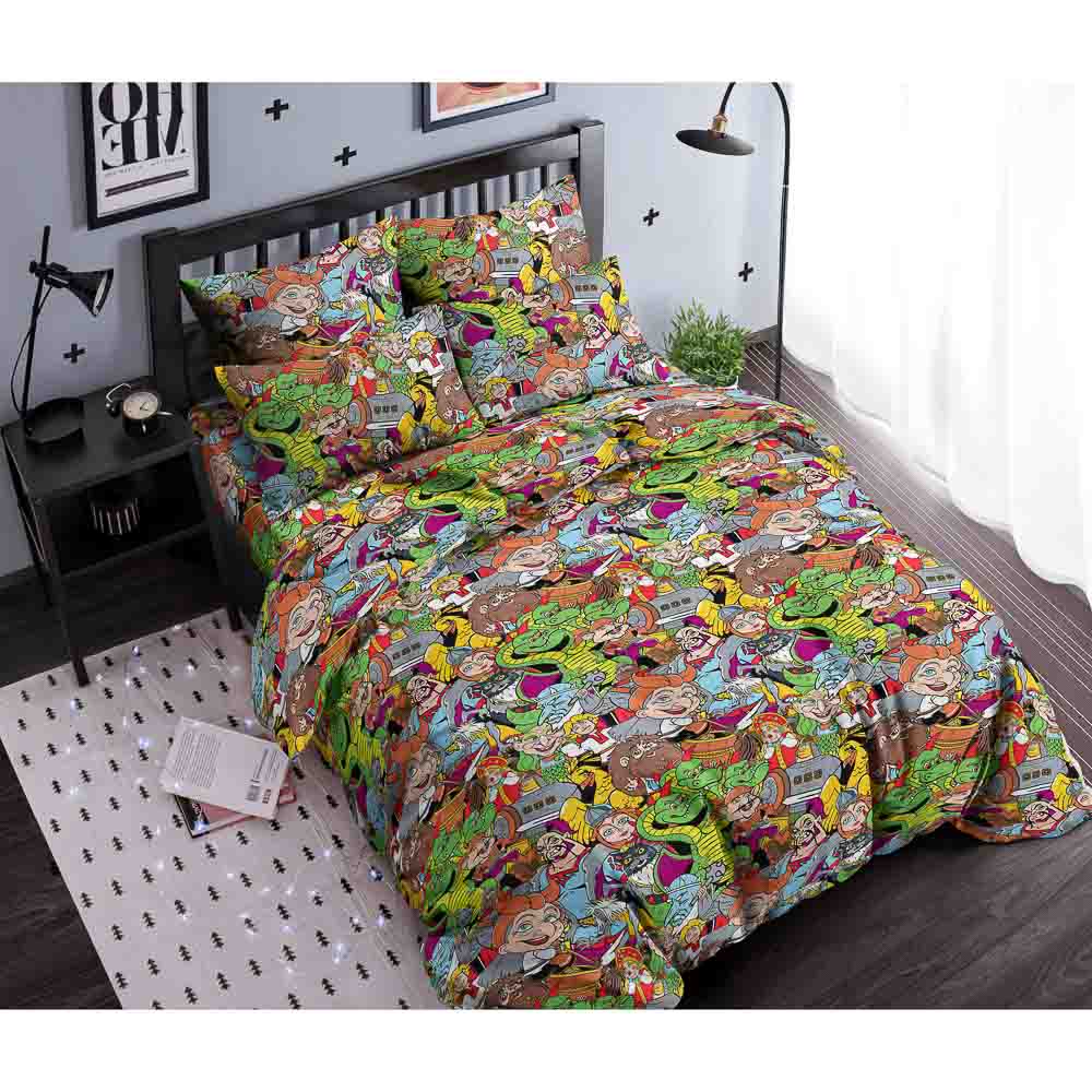 BY Сказка Комплект постельного белья 1,5 с нав. 50х70 (4 пр.), поплин 110гр/м, 100% хлопок, арт.№ 421-278