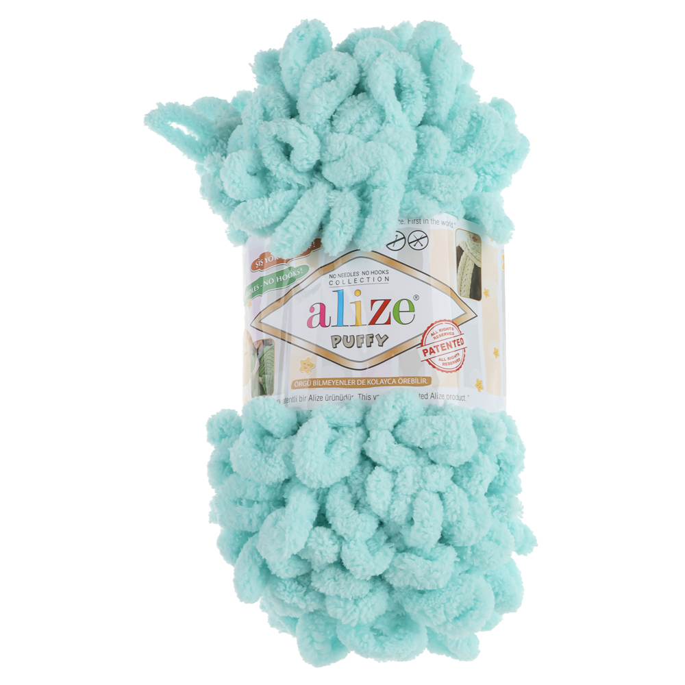 Пряжа Puffy/Ализе 100г/9,5м 100% Микрополиэстер (19-светло-бирюзовый), арт.№ 308-416