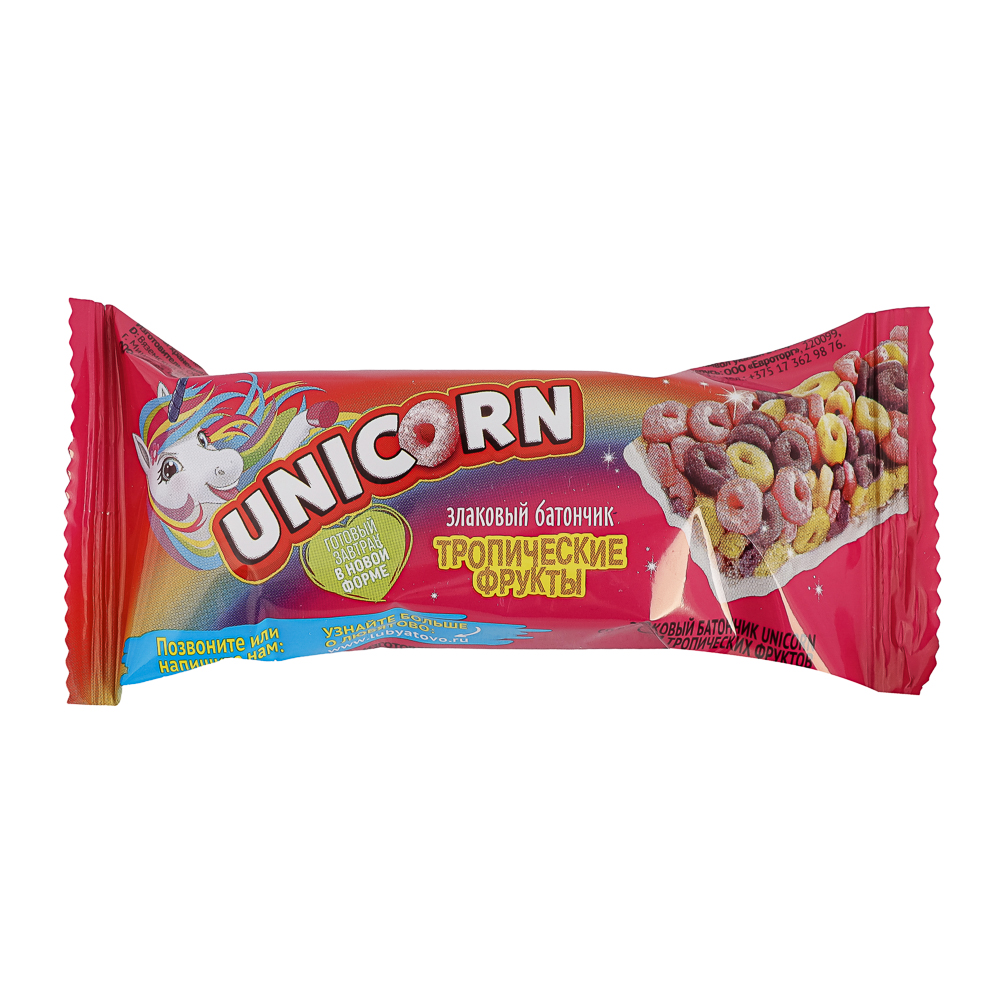 Батончик злаковый UNICORN Тропические фрукты 22 г, арт.№ 347-580