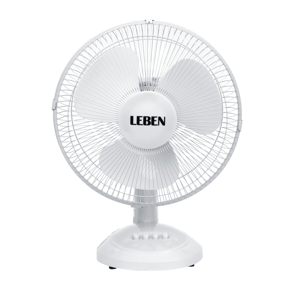 Вентилятор настольный тм LEBEN 45Вт, 3 скорости, диаметр 34см, 220в, белый, арт.№ 243-006