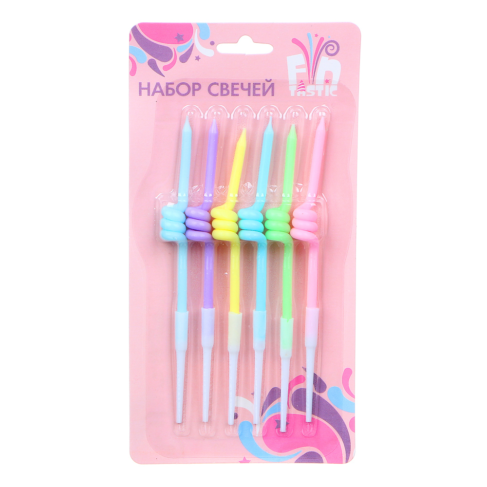 Набор свечей для торта тм Fntastic, 6 шт., 12 см, парафин, арт.№ 506-200