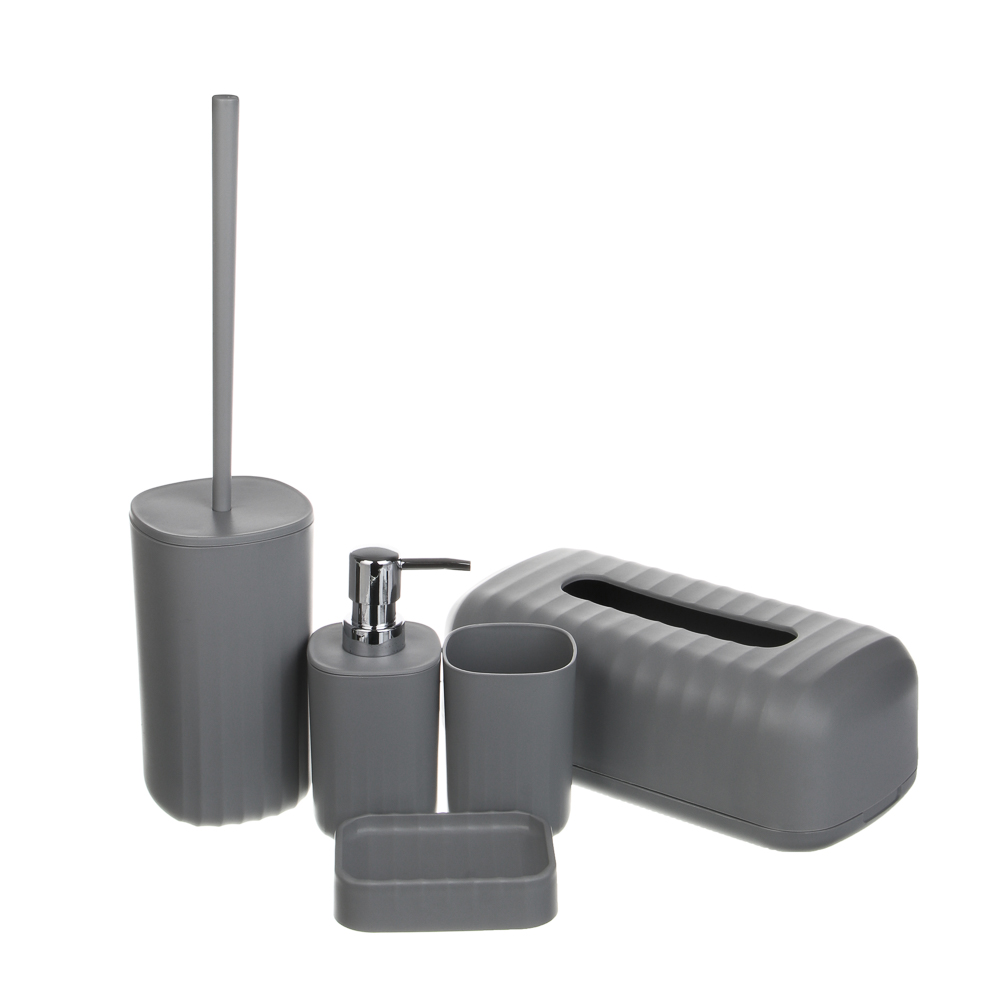 Ёрш для унитаза тм VETTA Сидней, пластик, PP, серый, 9,5x39,5см, арт.№ 463-573