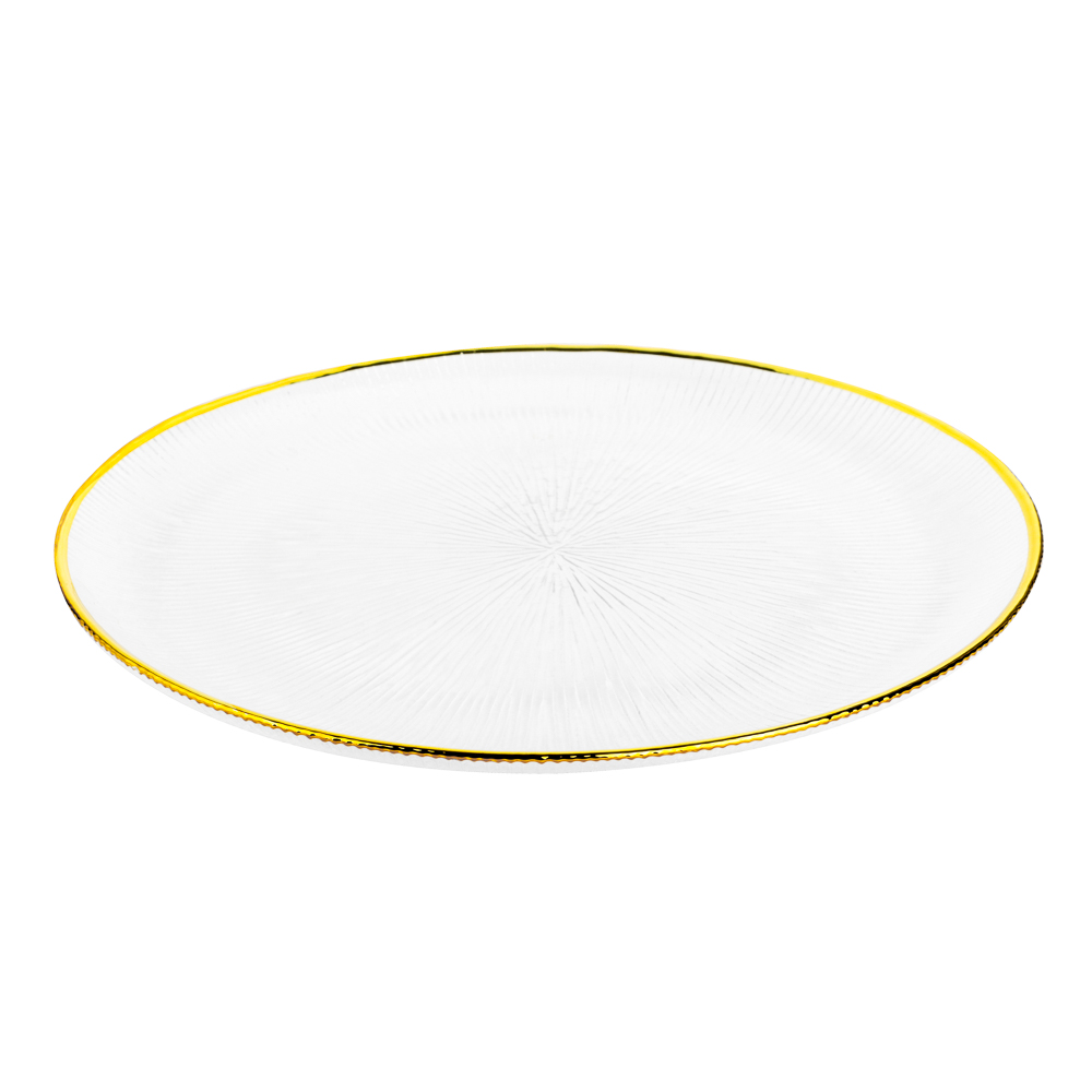 MILLIMI Тарелка подстановочная 26см, стекло, золотая отводка, арт.№ 820-664