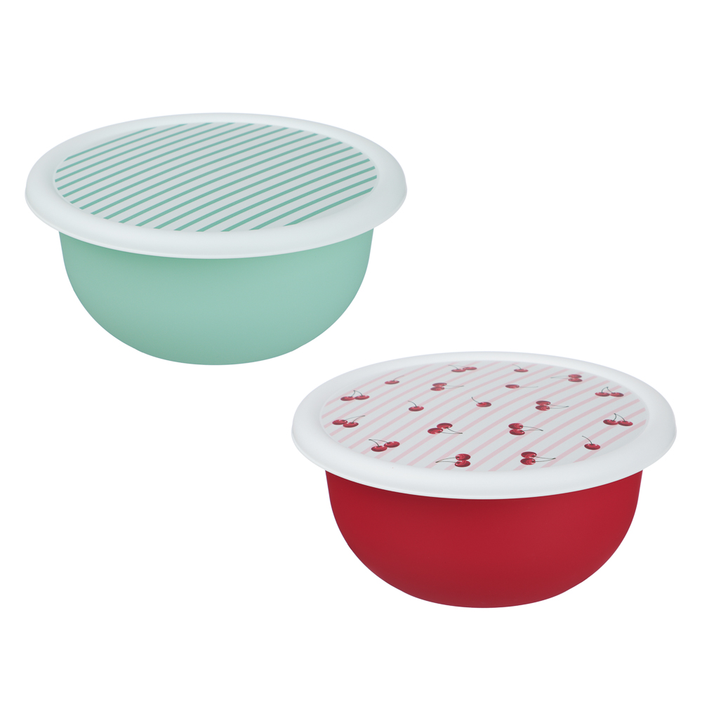 Черри Миска с крышкой 1,2л, пластик, 2 цвета, арт.№ 861-604