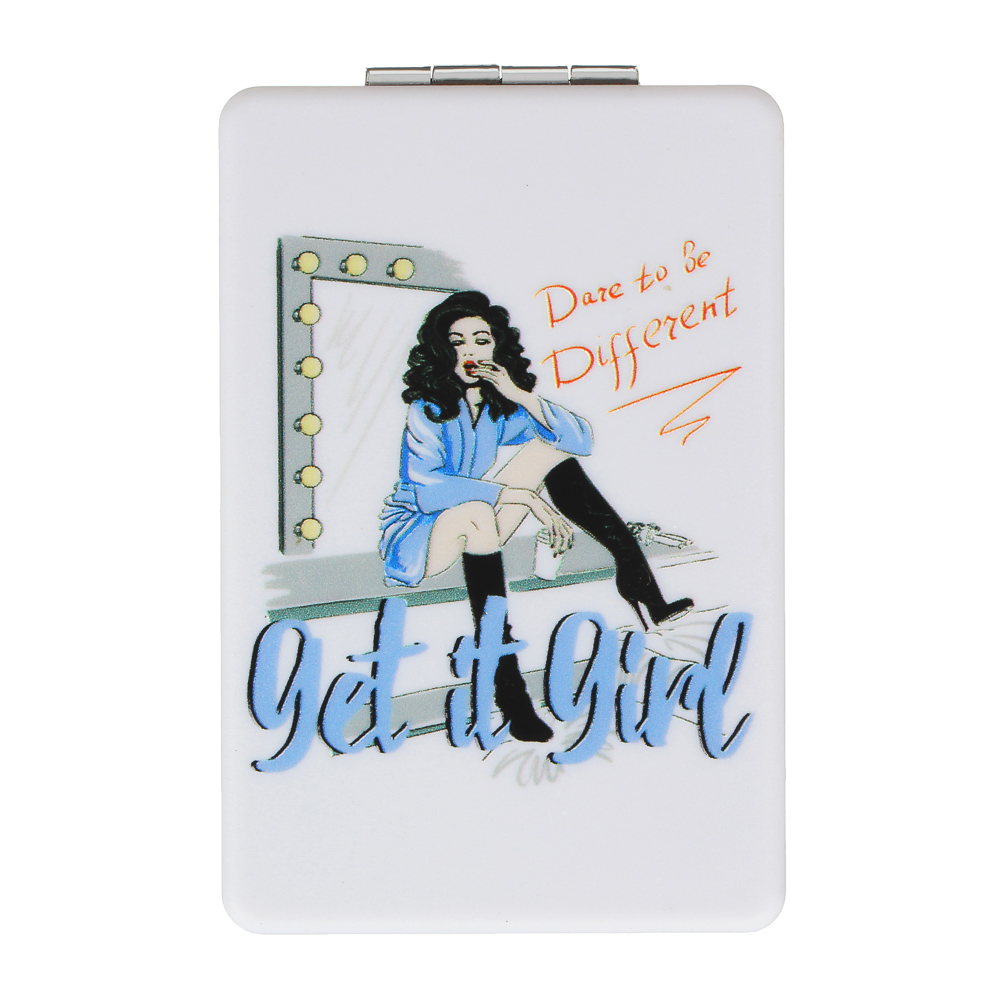 ЮНИLOOK Зеркало карманное, металл, стекло, 9,3х6см, 6 дизайнов, арт.№ 301-211