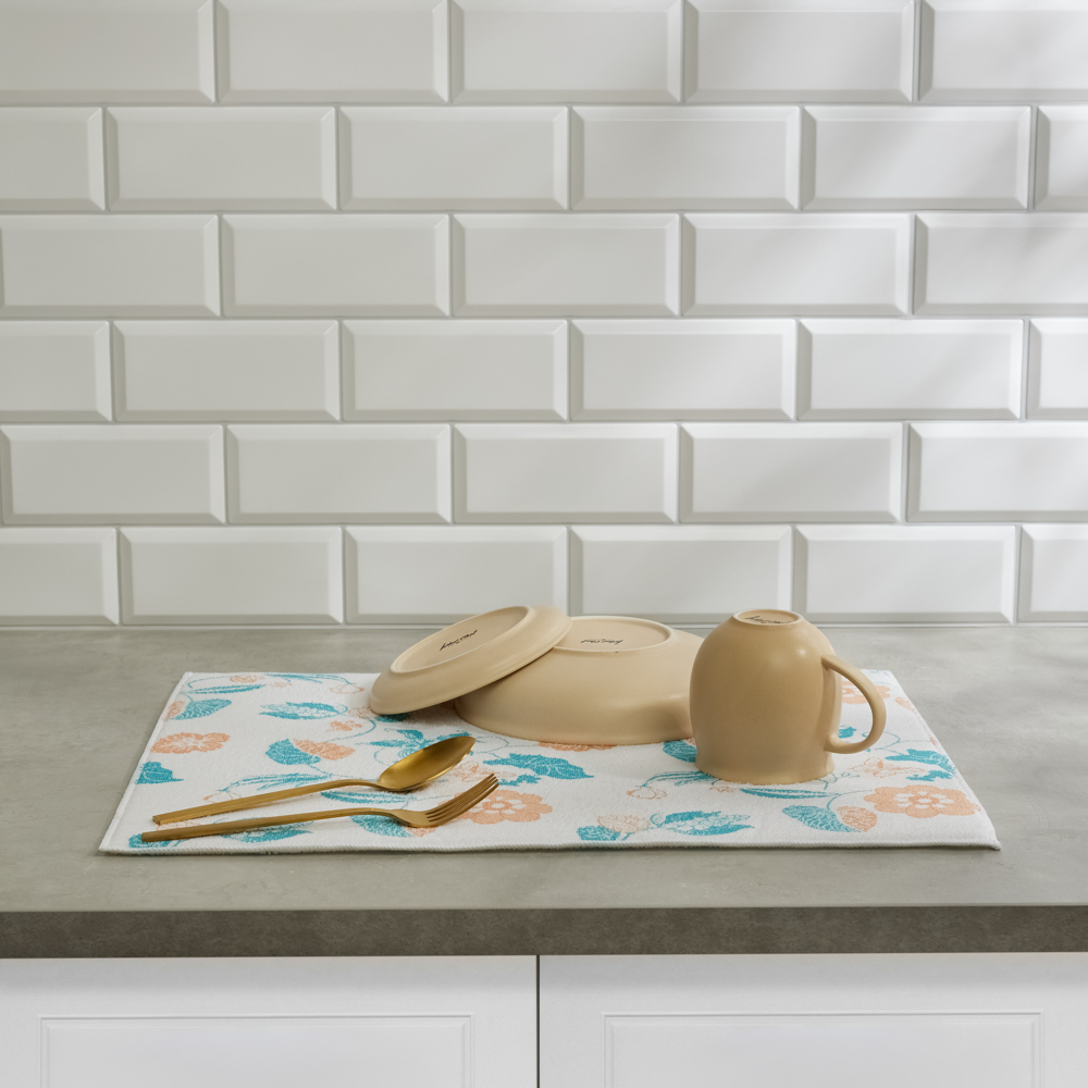 VETTA Салфетка для сушки посуды из микрофибры, "Цветы", 38x50см, 300г/кв.м, 1 дизайн, арт.№ 485-158