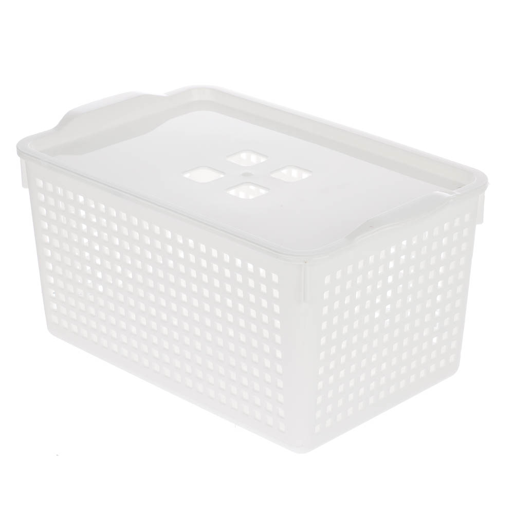 Корзинка Лофт 5,3л 295х185х145мм с крышкой белый, серый, арт.№ 457-853