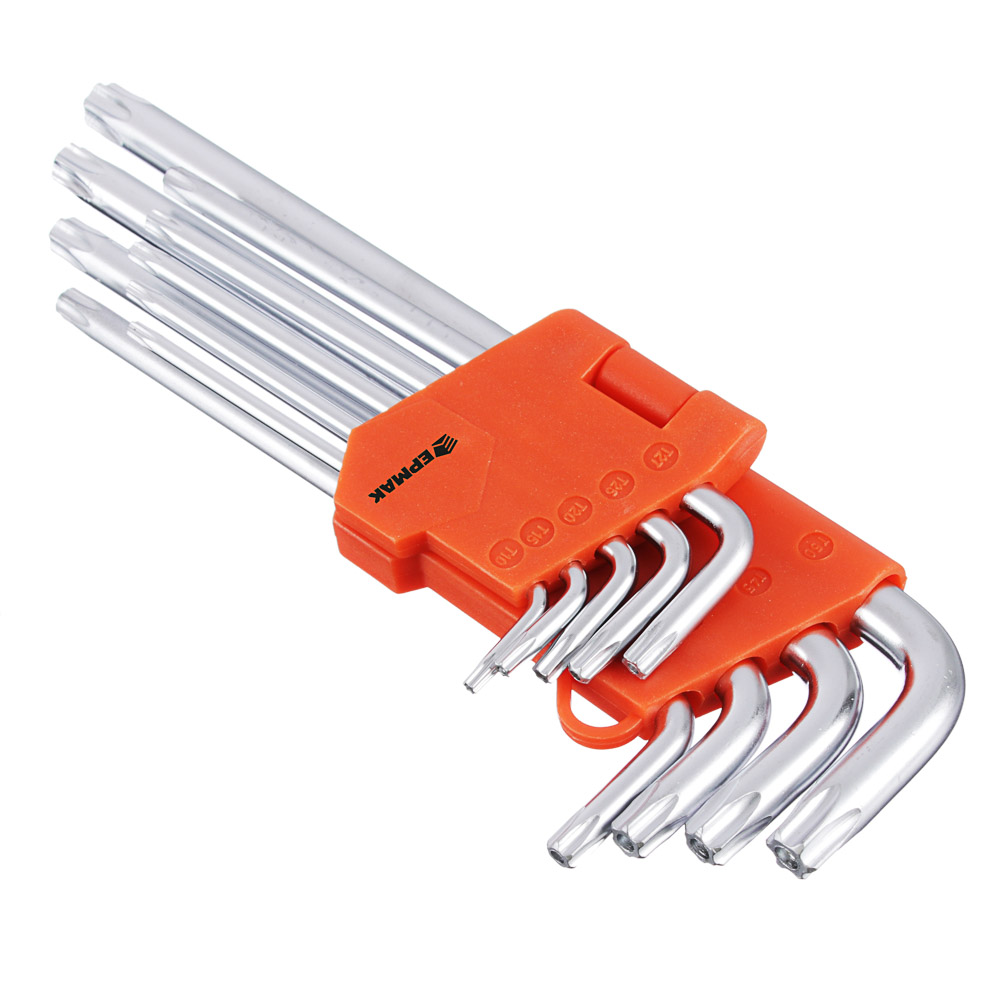 ЕРМАК Набор ключей TORX-профиль 9 пр., T10 - T50, длина 95 - 220мм, арт.№ 657-188