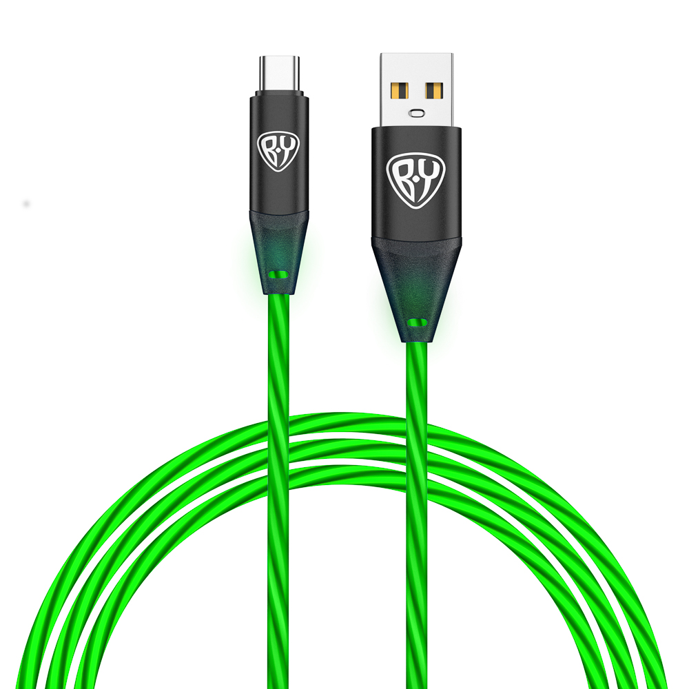 BY Кабель для зарядки Светящийся Type-C, 1м, 2.4А, Быстрая зарядка, подсв. зеленая, Герои, ЛЕШИЙ, арт.№ 931-472
