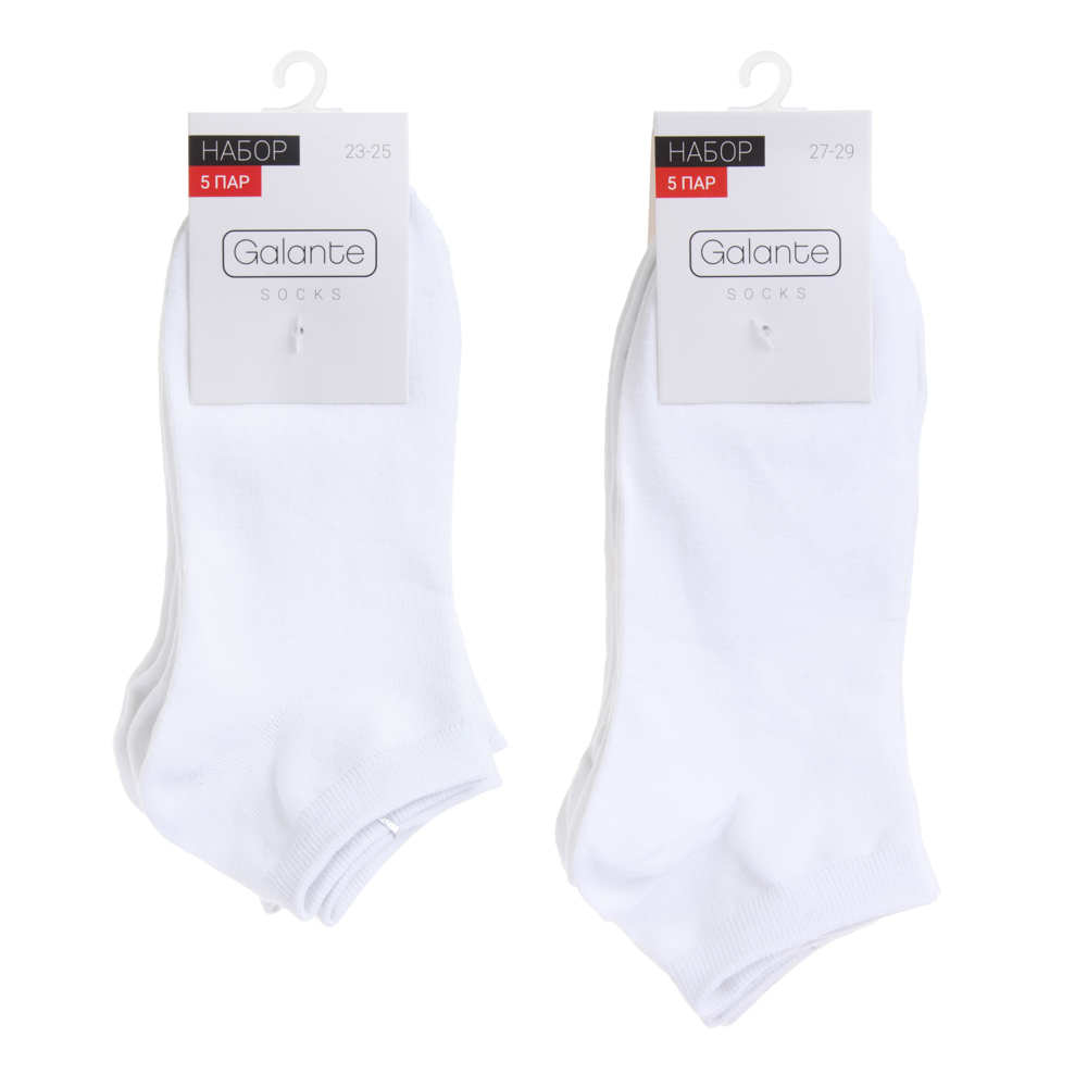 GALANTE Набор носков 5 пар, укороченные, р.23-25, 85% хл, 10% полиамид, 5% спандекс, цв.белый, #47, арт.№ 019-432