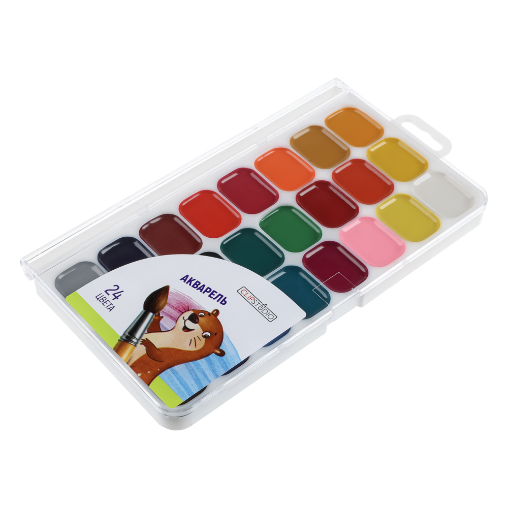 Акварель 24цв. ClipStudio без кисти, в пластиковой упаковке с европодвесом, арт.№ 231-109