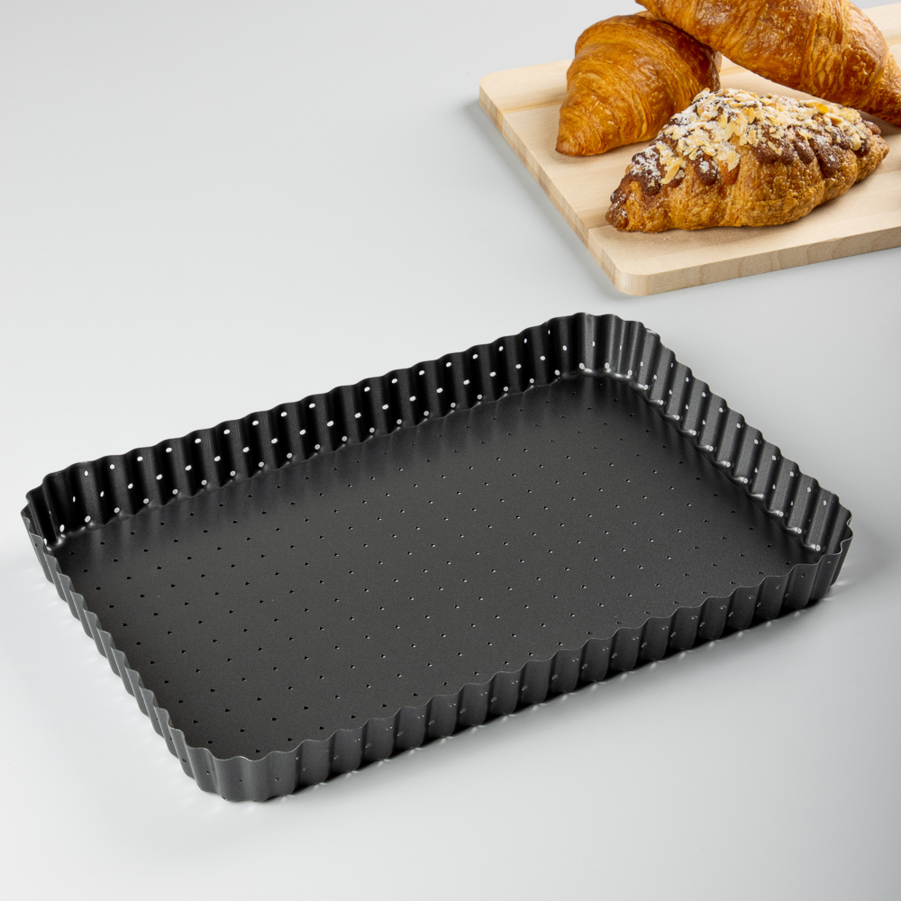 VETTA Форма для выпечки перфорированная 31x21х3см, съемное дно, угл.сталь, антипригарное покрытие, арт.№ 849-004