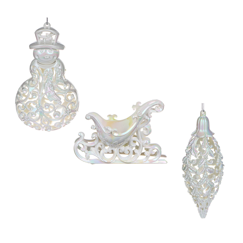 СНОУ БУМ Подвеска 14см, пластик, белый перламутр, 3 дизайна, арт.№ 376-715