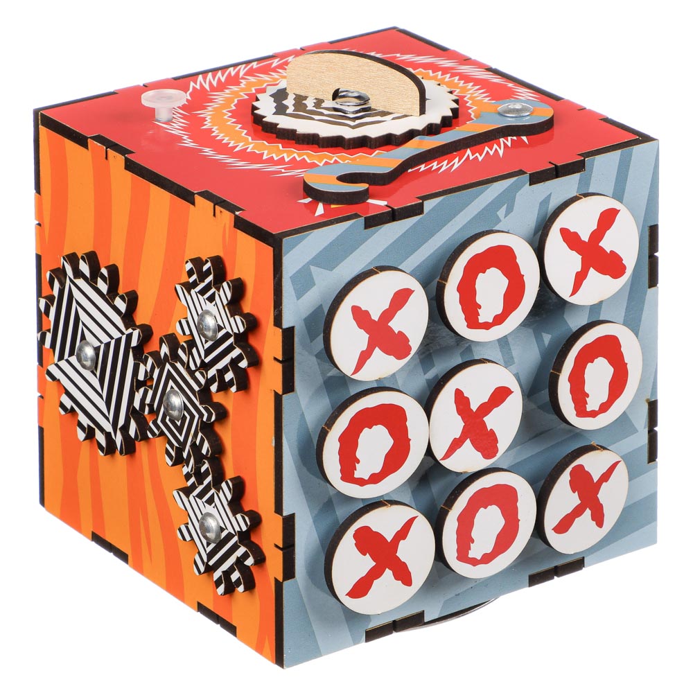 Куб Бизиборд "Раннее развитие", фанера, 10х10см, 2 дизайна, арт.№ 262-467