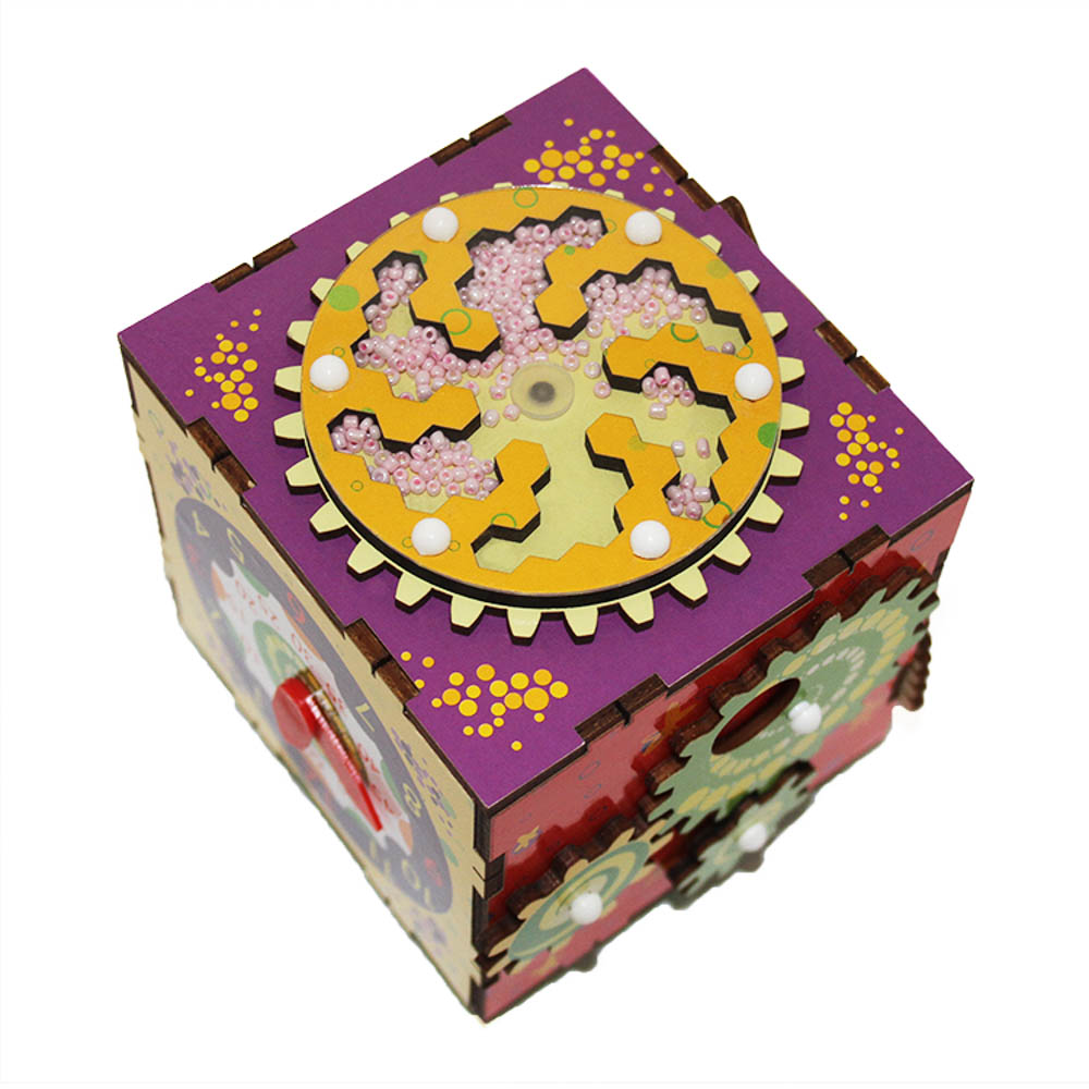 Куб Бизиборд "Раннее развитие", фанера, 10х10см, 2 дизайна, арт.№ 262-467